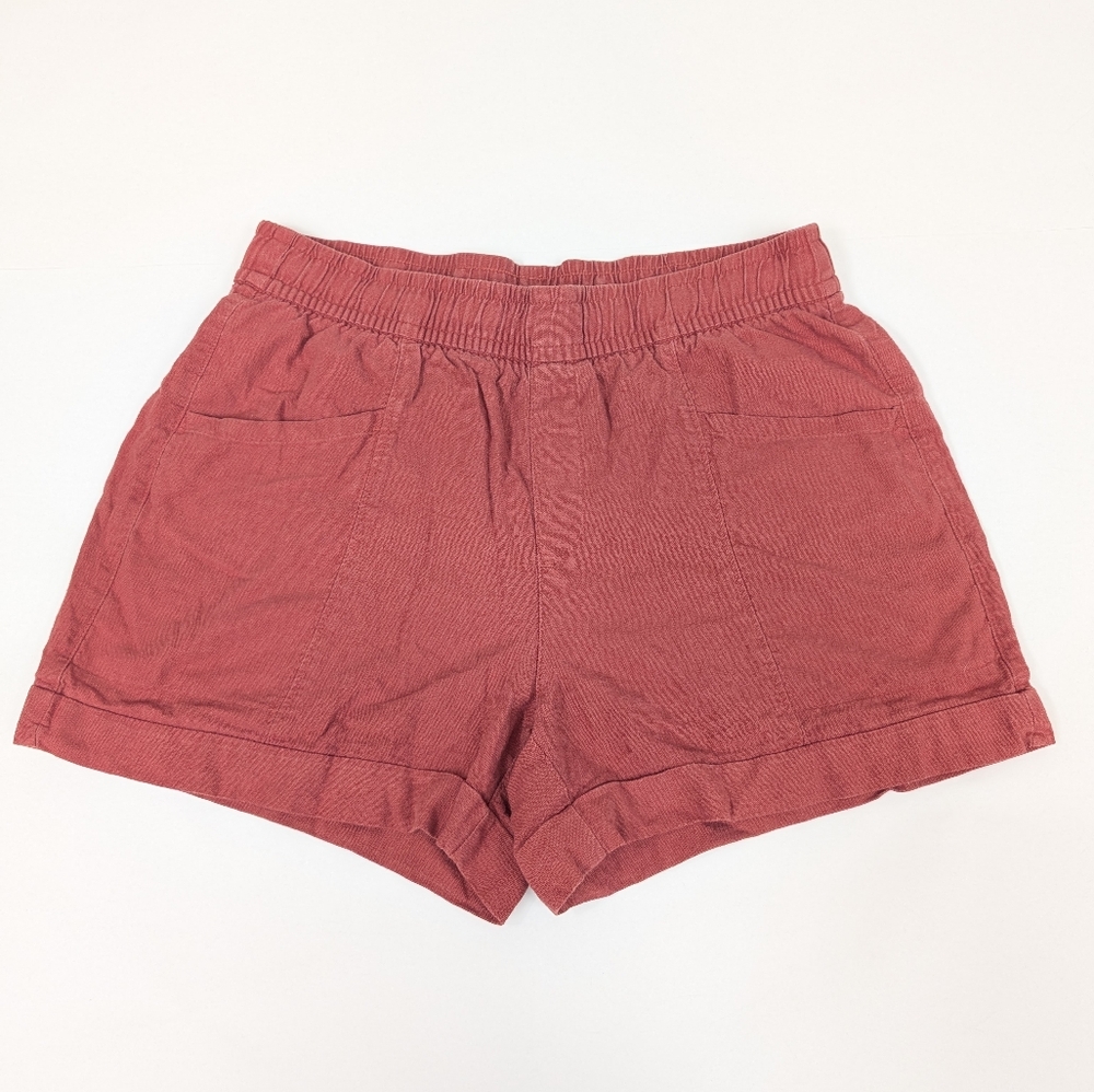 Old Navy Salmon Pink Red Linen Blend High Rise 4 Inch Pull On Shorts Small [28]